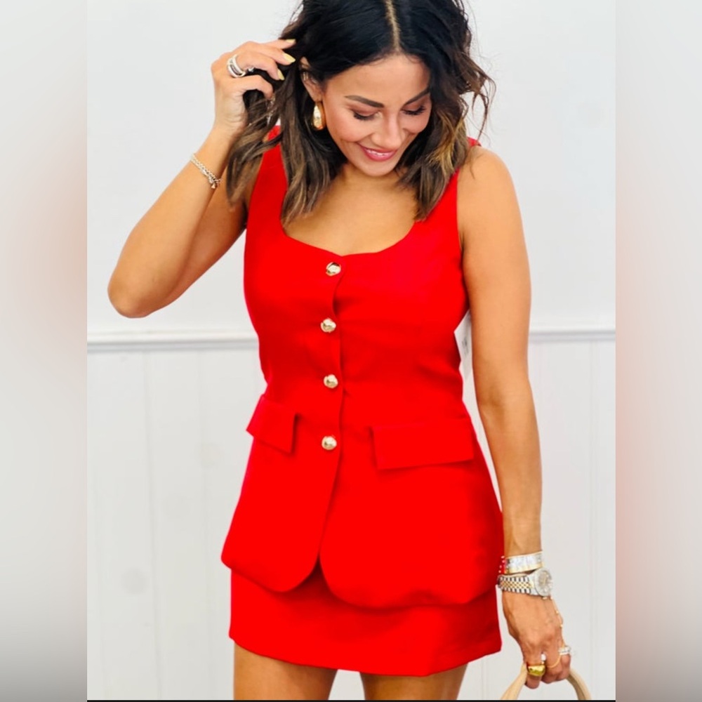 Red Sleeveless Romper-Small
